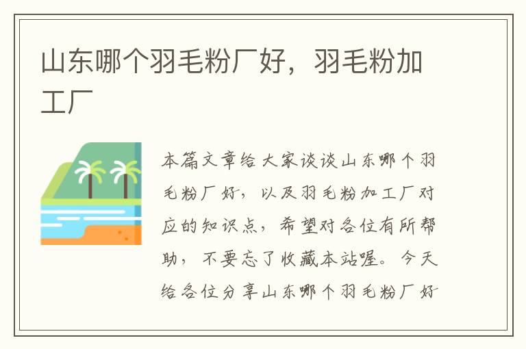 山東哪個(gè)羽毛粉廠好，羽毛粉加工廠