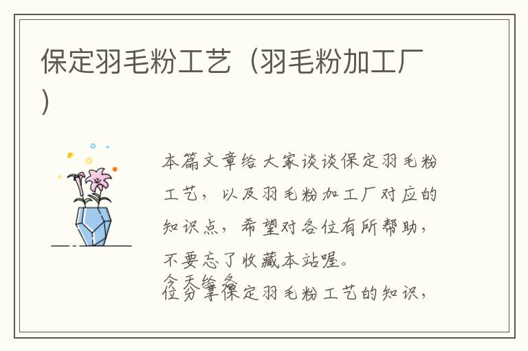 保定羽毛粉工藝（羽毛粉加工廠）