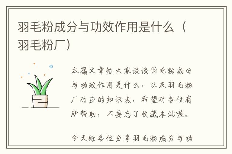 羽毛粉成分與功效作用是什么（羽毛粉廠）