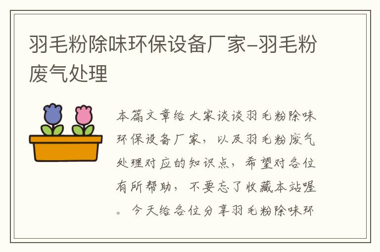 羽毛粉除味環(huán)保設(shè)備廠(chǎng)家-羽毛粉廢氣處理