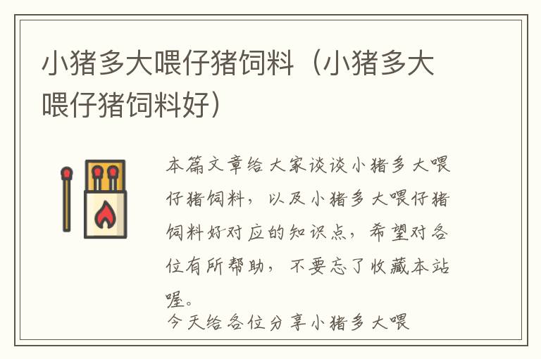 小豬多大喂仔豬飼料（小豬多大喂仔豬飼料好）