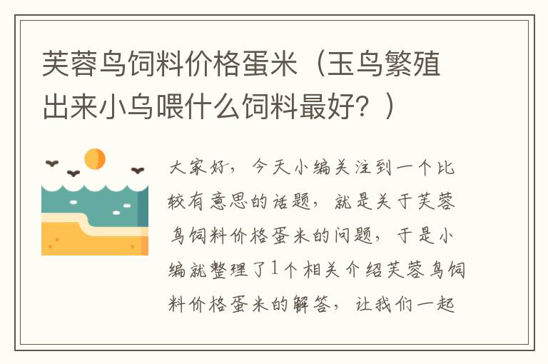 芙蓉鳥飼料價(jià)格蛋米（玉鳥繁殖出來小烏喂什么飼料最好？）