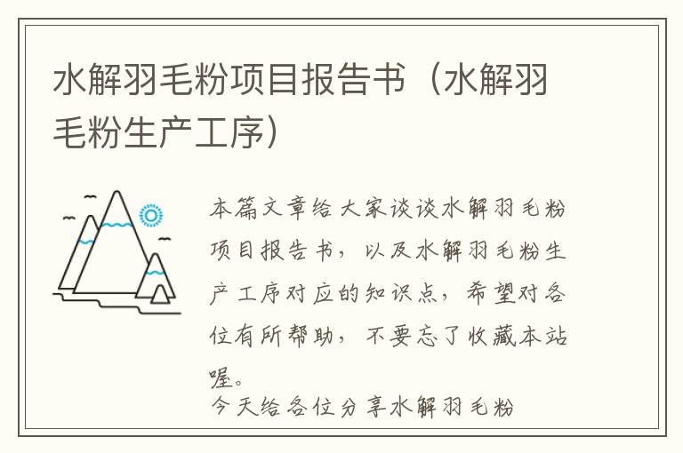 水解羽毛粉項(xiàng)目報(bào)告書（水解羽毛粉生產(chǎn)工序）