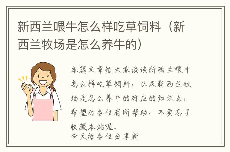 新西蘭喂牛怎么樣吃草飼料（新西蘭牧場(chǎng)是怎么養(yǎng)牛的）