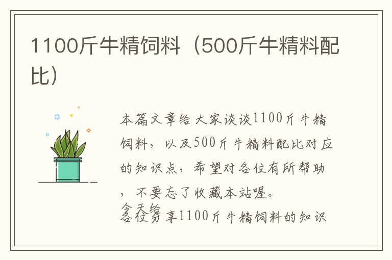 1100斤牛精飼料（500斤牛精料配比）