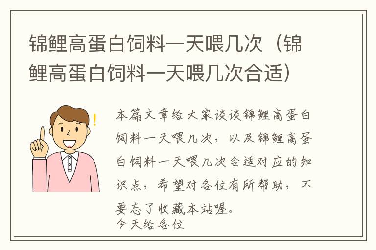 錦鯉高蛋白飼料一天喂幾次（錦鯉高蛋白飼料一天喂幾次合適）