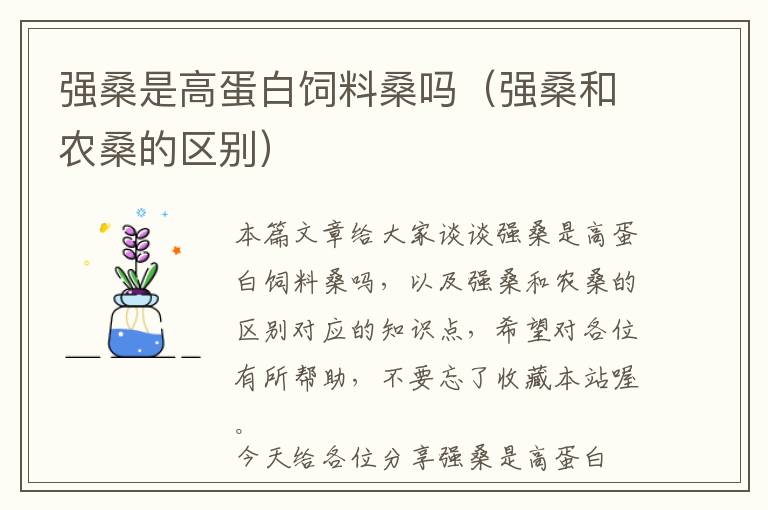 強(qiáng)桑是高蛋白飼料桑嗎（強(qiáng)桑和農(nóng)桑的區(qū)別）